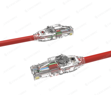 Kabel Patch 1M Merah Warna Cat.6 UTP PVC Tembaga dengan Penjejakan LED Tersenarai UL 24 AWG